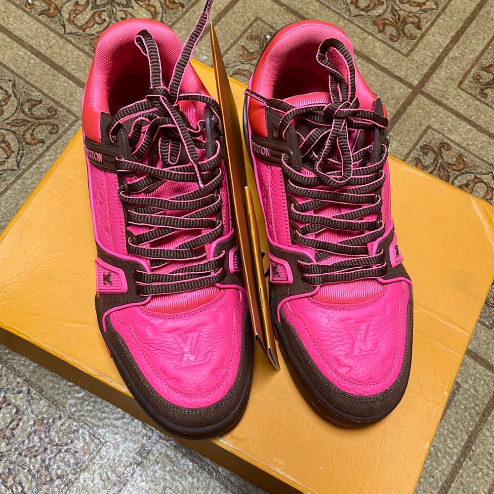 Size 5 men size 7 women Louis Vuitton LV Trainer Brown Pink